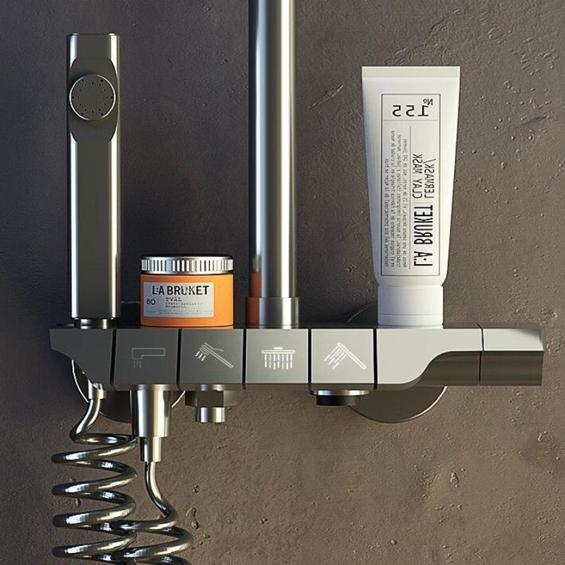 Piano Button Shower Digital Shower Set Thermostatic Home Shower Piano Key Shower System Spa Bathroom Shower System Sets