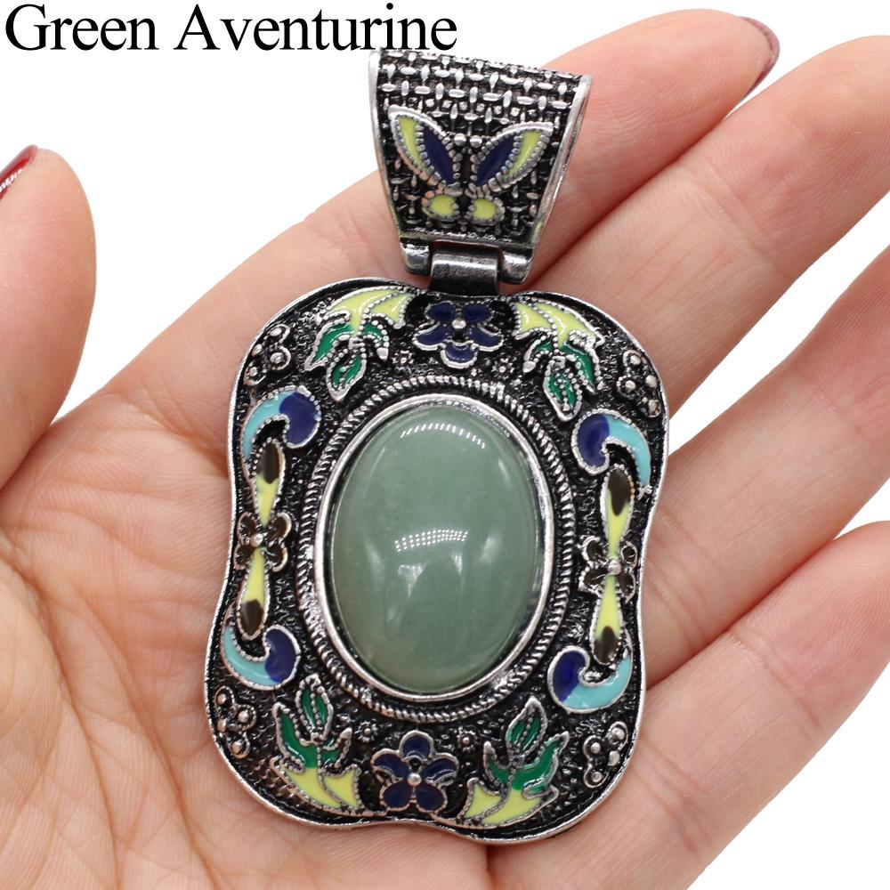1Pc, Energy Natural Stone Pendant, Bohemian Crystal Lapis Lazuli Agate Opal Blue Turquoise Gemstone Charms for Jewelry Making DIY Necklace Accessories