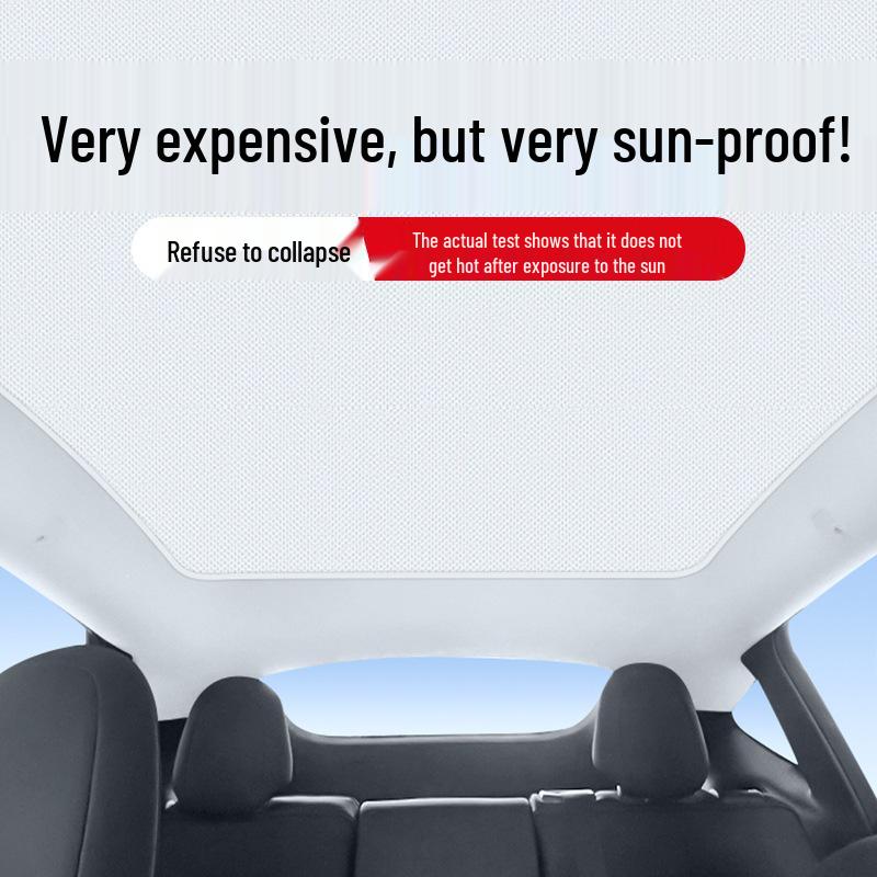 Tesla Model 3/Y Sunroof Sunshade: Electrostatic Attachment for Heat and Sun Protection Electrostatic Black
