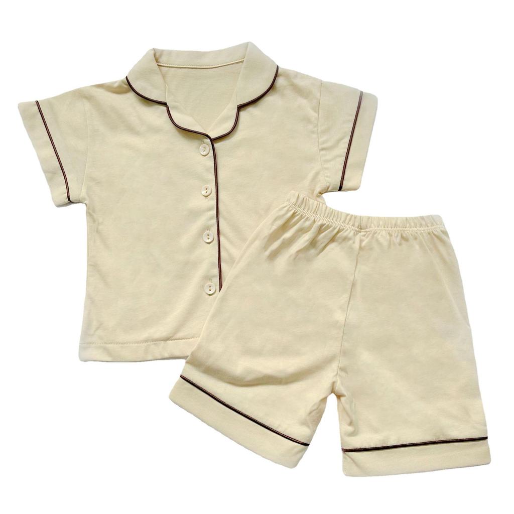 Korean Style Kids' Cotton Family Matching Pajama Set - Short Sleeve Girls & Boys Edition
