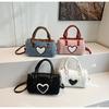Winter Faux Lamb Wool Women's Top-handle Bags Fashi Ladies Shoulder Crossbody Bag Small Barrel-shaped Handbag Female Purse