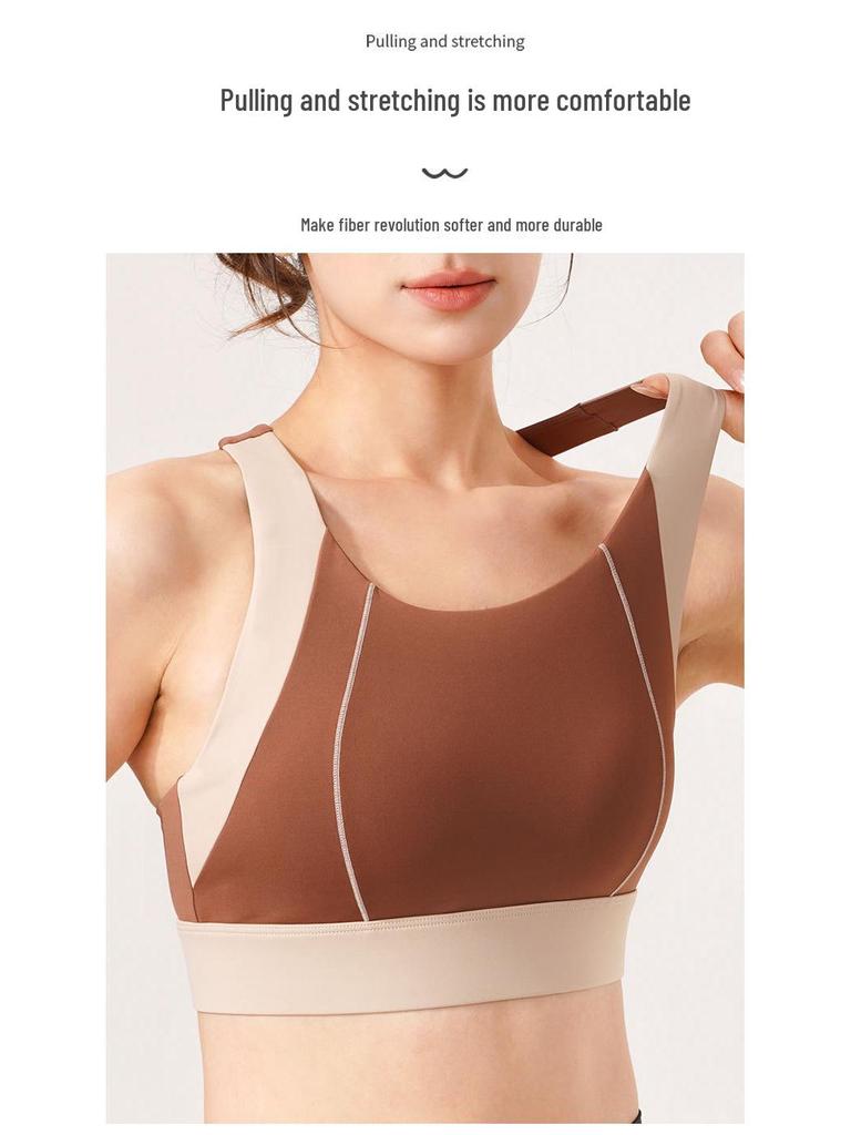 Autumn-Winter Colorblock Sports Bra: High-Intensity Support for Running & Yoga
