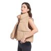 Solid Stand Collar Short Autumn Winter Jacket Coat Parka Vest Women M-XL
