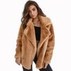 Sexy Plush Lapel Fitted Jacket Winter Women Faux Fur Cardigan Coats Double-Faced Fleece Casual Solid Color Outwear Female Plush Thick Jacket