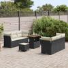 9 Piece Black Poly Rattan Garden Sofa Set with Cushions