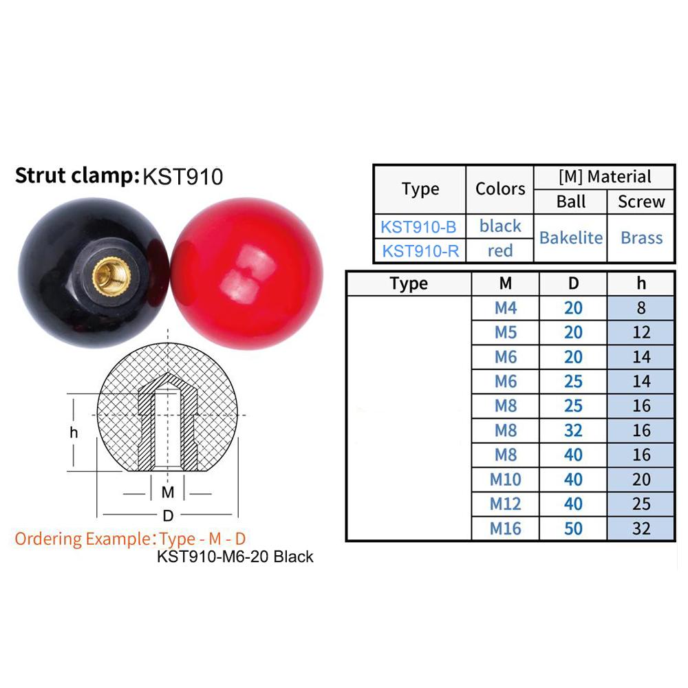 M4 M5 M6 M8 M12 Black/Red Round Ball Resin Ball Knobs Bakelite Lever Knob Grip Handles Of Furniture Or Machine Tool Copper Core