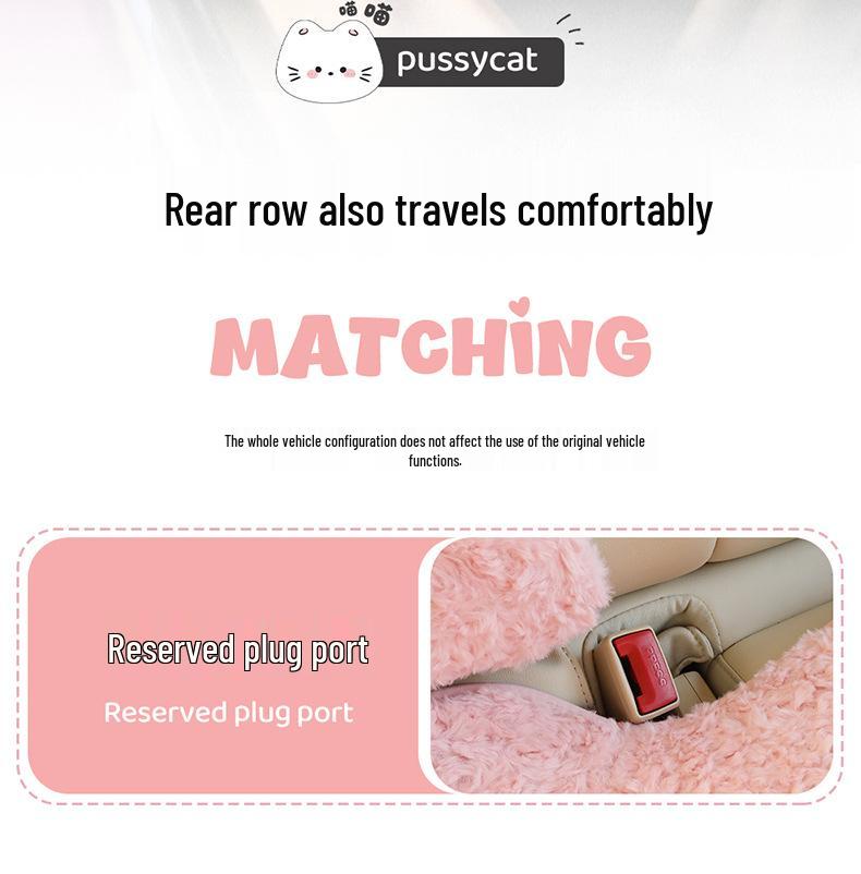 Women's Winter Plush Cartoon Car Seat Cushion - Warm Half-Wrap, Small Waist Design