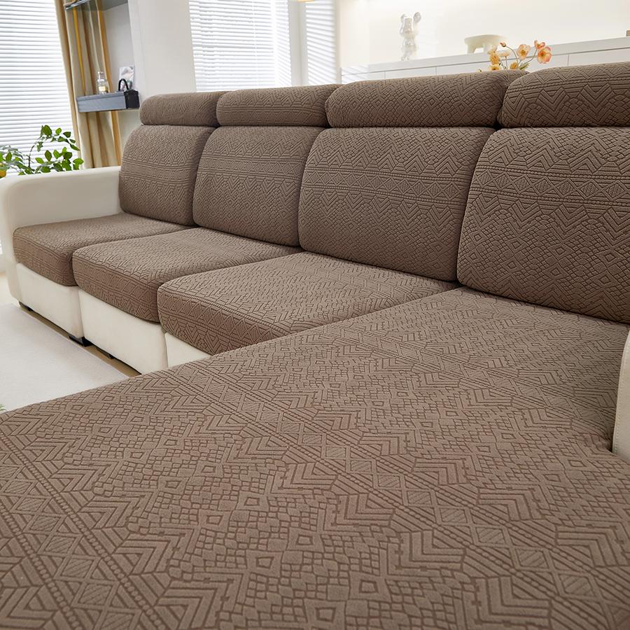 

Elastic Jacquard Polar Fleece Sofa Cushion Covers Shower-Cap Design Premium Stretch Fabric Pet-Proof Protection All-Season Use Normal 1 seater