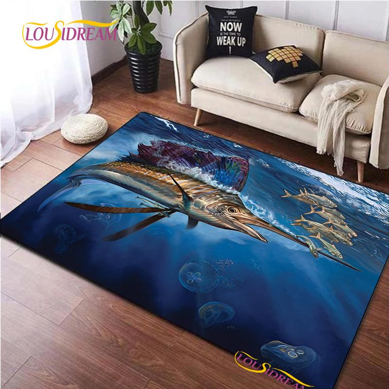 Fishing Enthusiast Carpet for Living Room Sofa Bedroom Alfombra Rugs Kitchen washroom Door Kids Unslip floor Mats birthday gift
