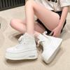 Fashion 8CM Autumn Spring Boots Women High Platform Sneakers Height Increasing Ankle Boots Thick Sole ZIP Breathable Canvas Women shoes