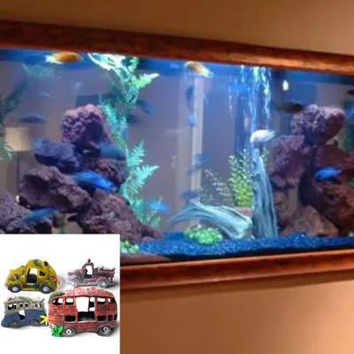 Ornements de voiture accidentée en résine Bricolage Aquariums en résine Simulation d'épave de voiture pour abri de poissons et reptiles