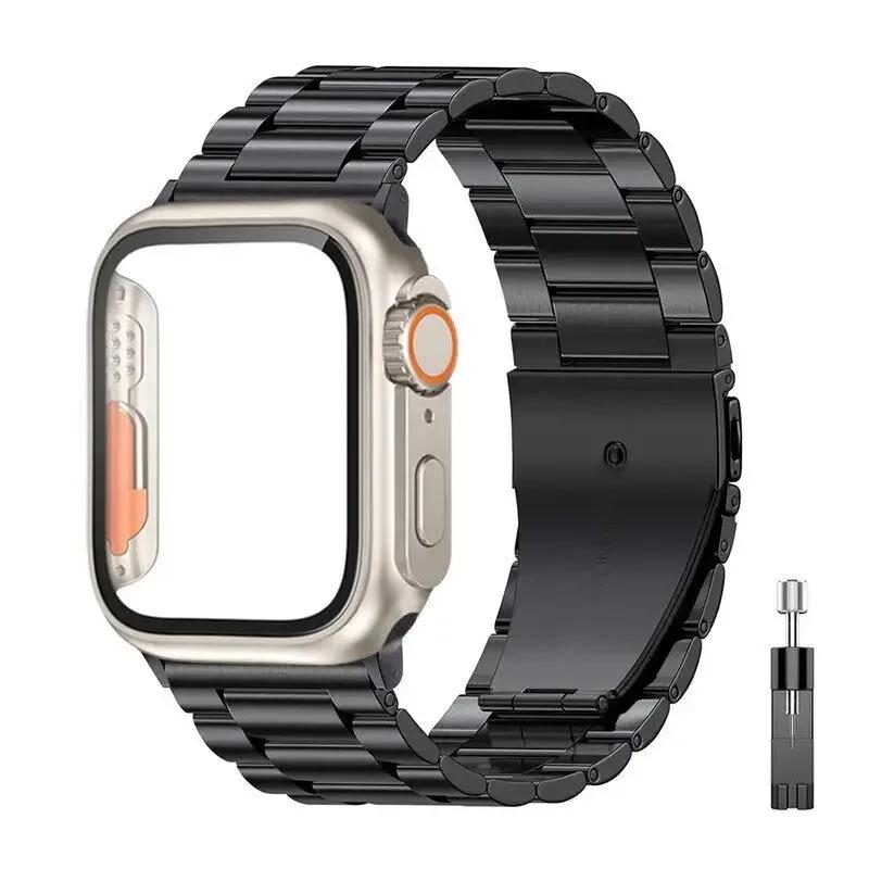 Stainless Steel Strap+Ultra Case for Apple Watch Band 44mm 45 46 41 40 42mm Case Metal Strap for Iwatch Series 10 9 8 7 6 SE 5 4