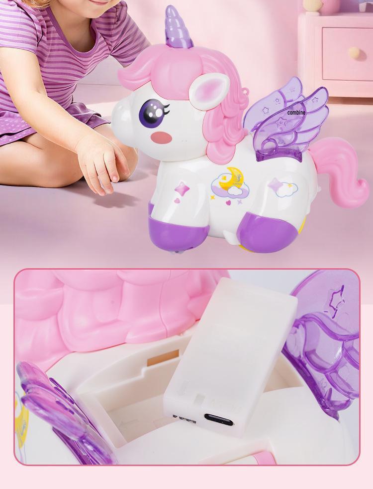 Unicorn Toy for Girls: Rechargeable Rotating Electric Light-Up with Music