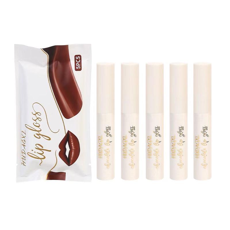 Matte Lip Gloss Set: Five Chocolate Shades, Student-Friendly, Non-Stick Formula