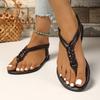 Supply New sandals women's flat-bottomed large-size woven women's sandals fashion shoe style 36-43