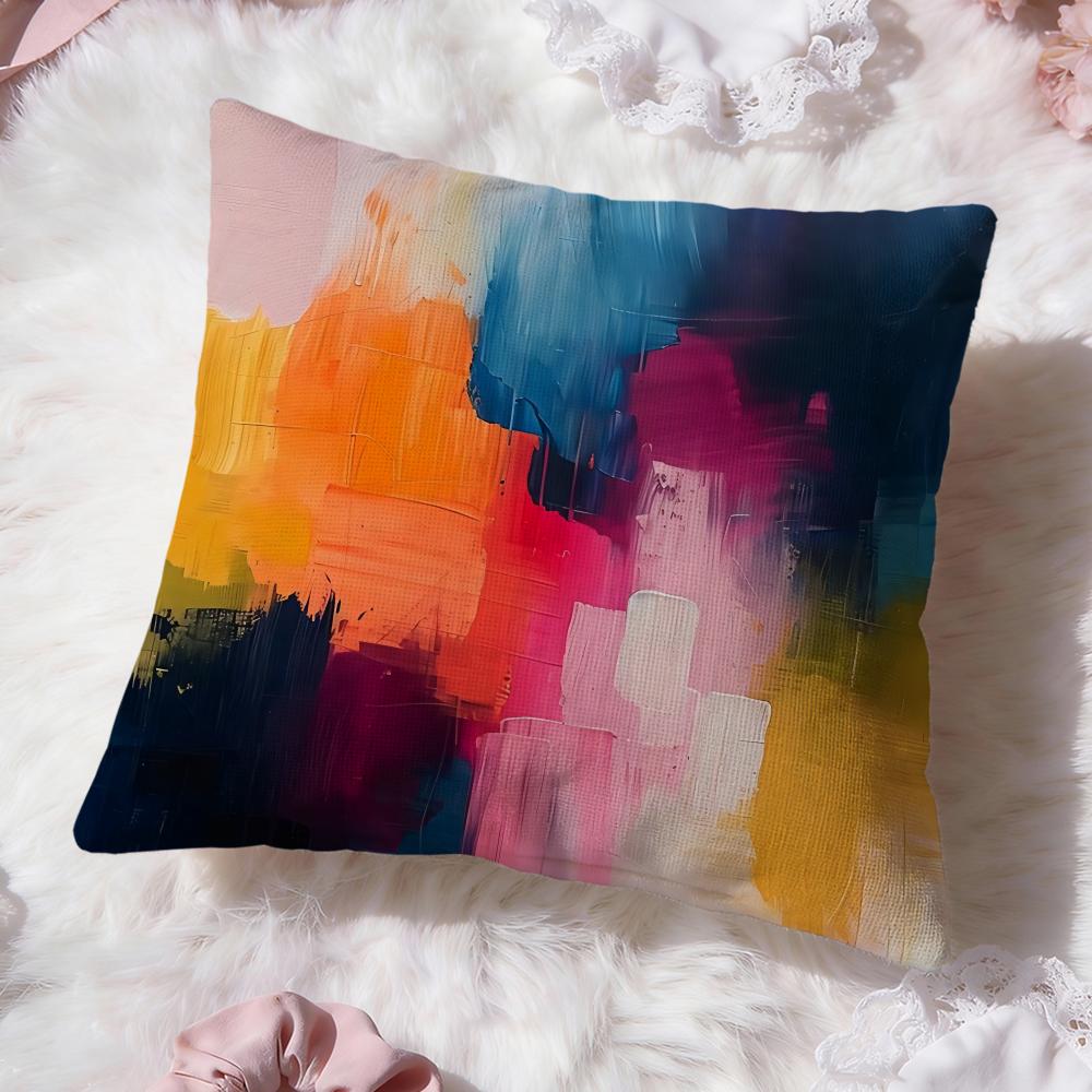 Color Paint Cushion Cover Premium Comfort Reversible Pillow Cove -Two In One Design for Any Room & Car Interior