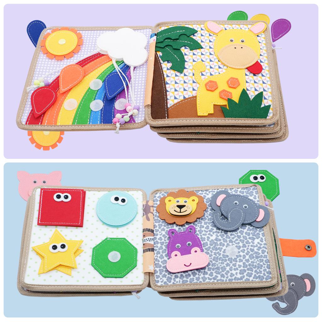 Stoffbuchspielzeug Levier Busy Board, sensorische Aktivität aus Filz für Kleinkinder zum Erlernen der Feinmotorik