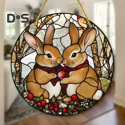 Easter Pendant Hanging Decoration with Lanyard Easy To Hang Rabbit Pattern Design Wide Application Window Acrylic Pendant
