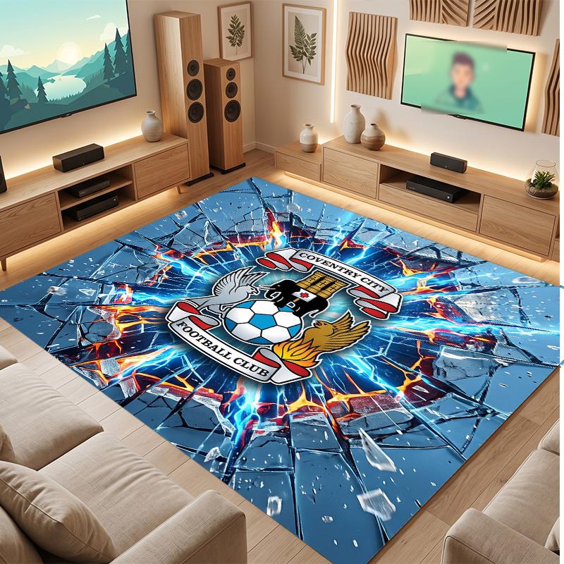 Tappeto in Velluto di Cristallo con Stampa del Coventry City Football, Comodo Assorbente d'Acqua Antiscivolo Tappeto per Pavimenti Interni