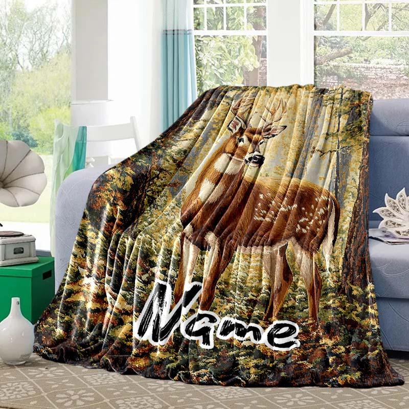 Elk Style Customize Your Name Blanket Used For Chair Office Sofa Bed Camping Soft And Warm Giving Friends And Relatives Birthday Graduation Gift