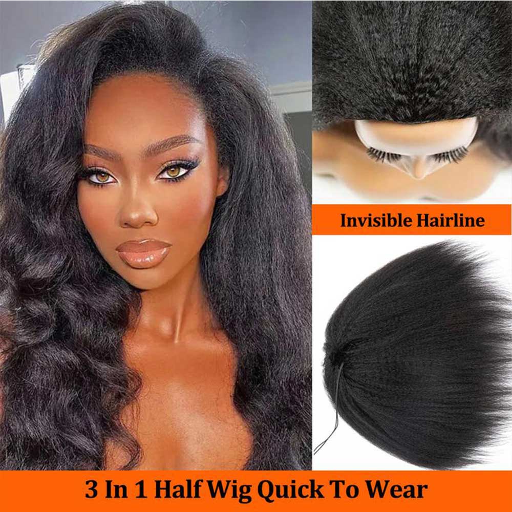 Kinky Straight Half Wig Human Hair
