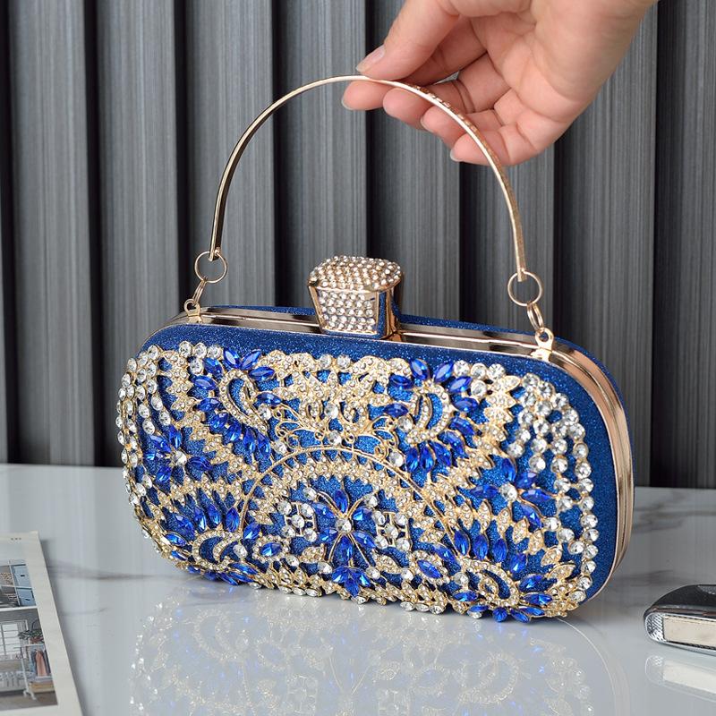 

Mini Silver Bag Women s Tendance 2023 Luxury Handbag Crystal Wedding Clutch Bags for Bride Diamond Mobile Phones Shoulder Purse синий