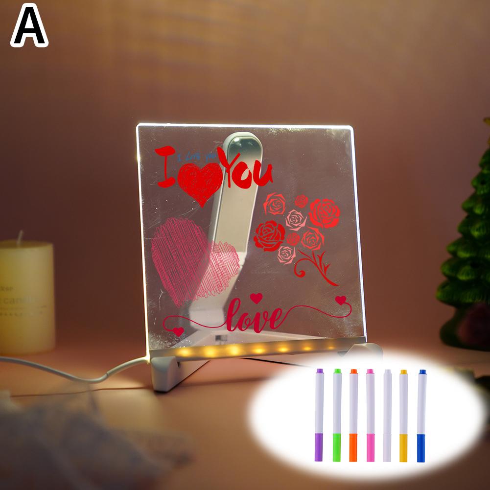 

Light Up Acrylic Message Board Rewritable DIY Children s Glowing Drawing Board Message Lamp Acrylic Drawing Board 7 Colorful Pen