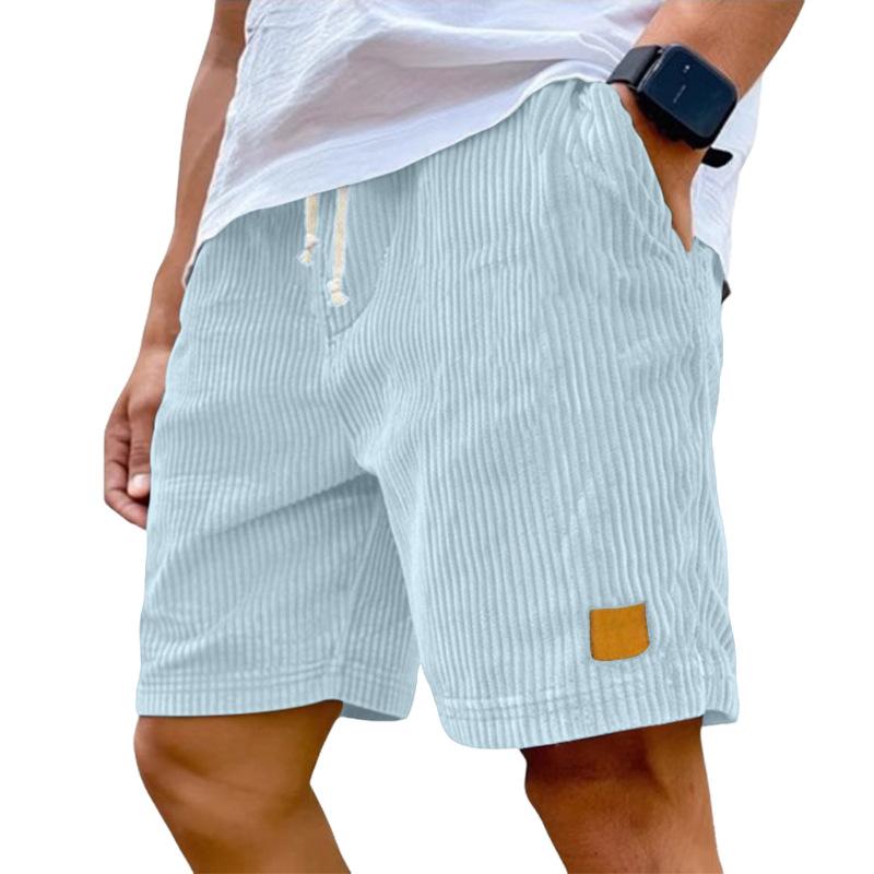 Pantaloncini da uomo in velluto a coste con coulisse - Estivi, Vestibilità ampia, Gamba dritta, Traspiranti, Asciugatura rapida, Casual Sportivi, Cinque pollici
