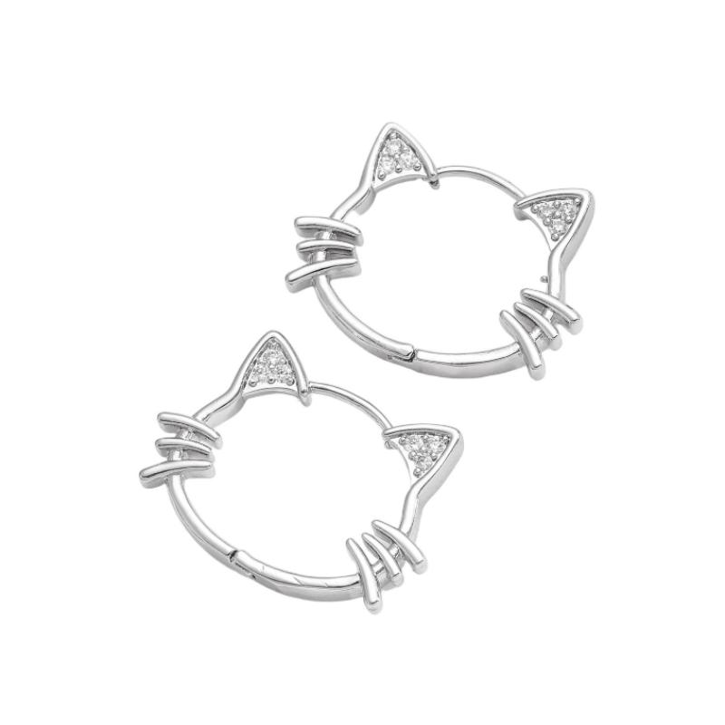 Copper Cat Stud Earring Simple Korean Style Ear Jewelry for Women Girls 2026 TrendyEar Pendants Gift Wholesale