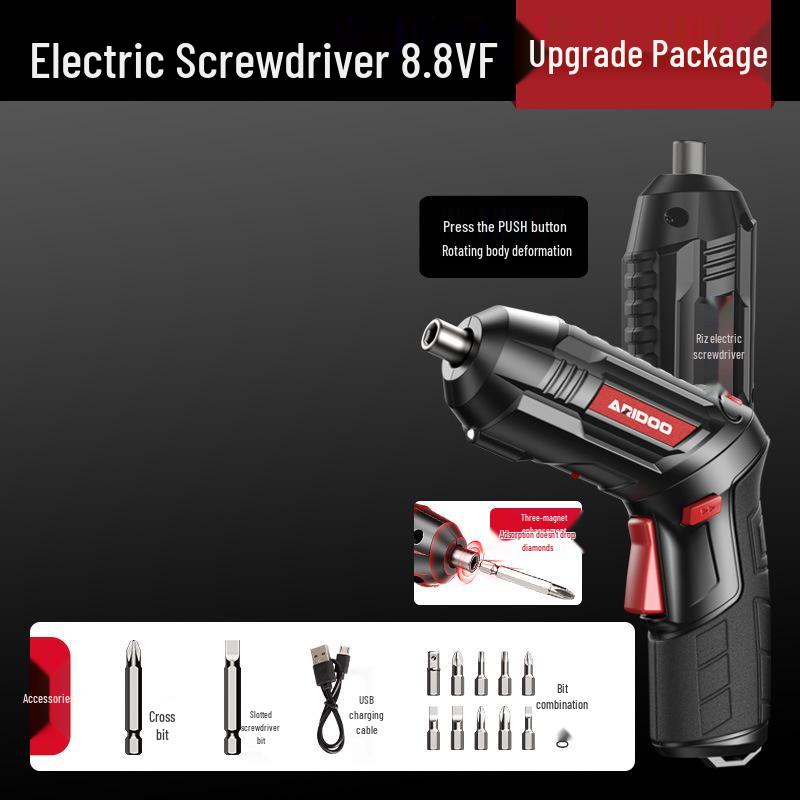 Rechargeable Multifunctional Electric Screwdriver Set - Compact Household Phillips & Slotted Tool.