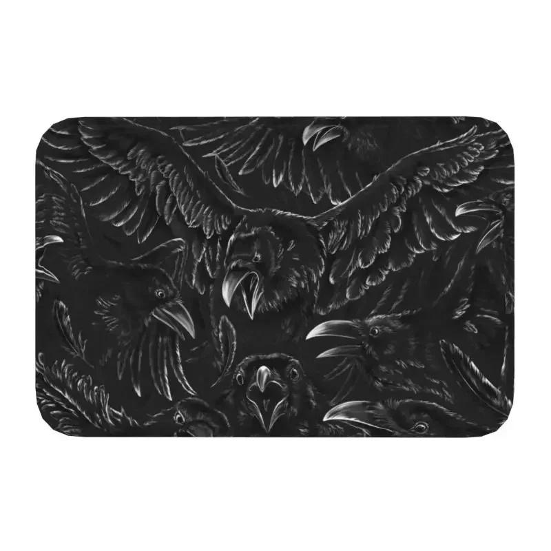 Skull Damask Pattern Doormat Non-Slip Entrance Bathroom Kitchen Door Floor Mat Halloween Witch Goth Occult Toilet Carpet Rug