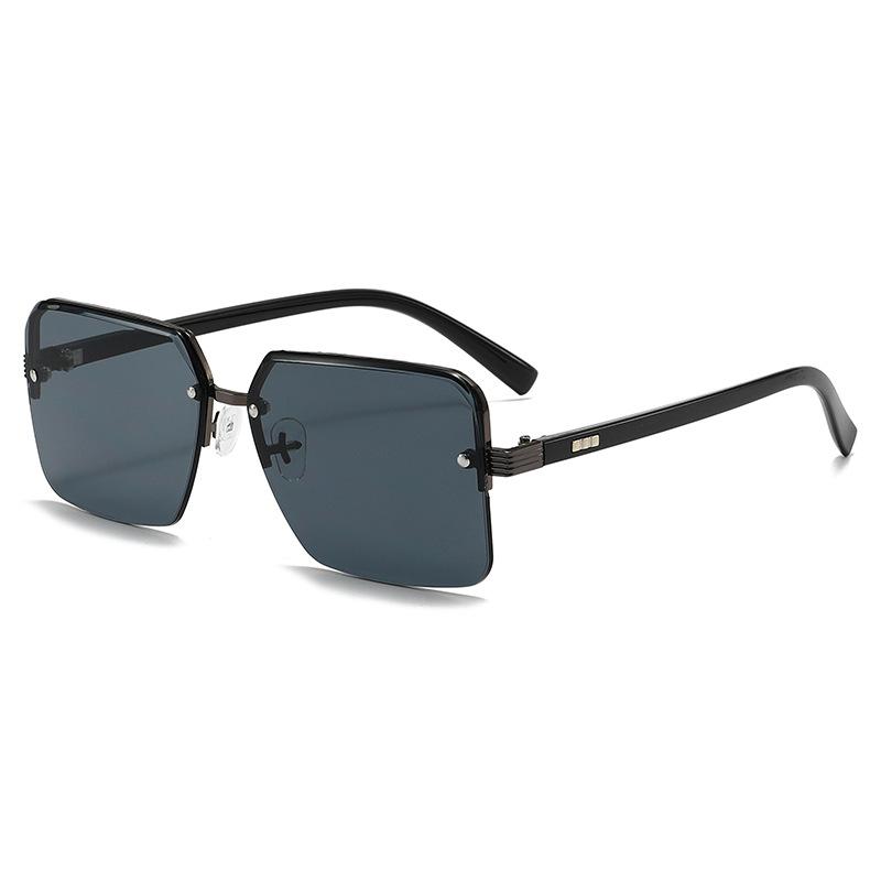 New fashion men's trendy sunglasses square PC sunglasses women's street shooting sunscreen sunshade copy half frame sunglasses