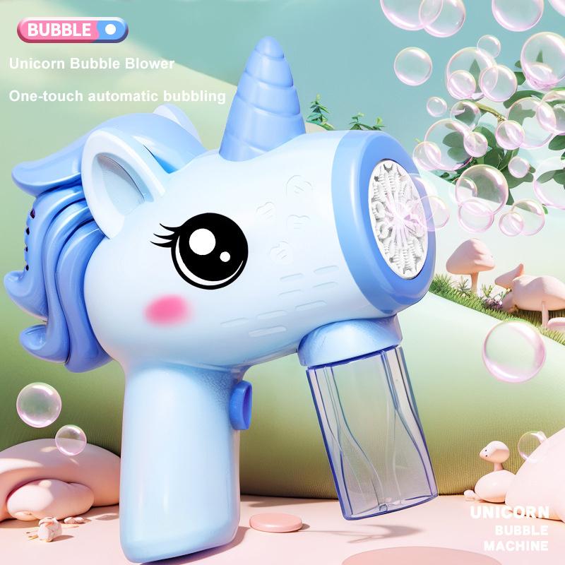 Unicorn Bubble Blower With Bubble Solution, Kids' Electric Automatic Bubble Gun Toy