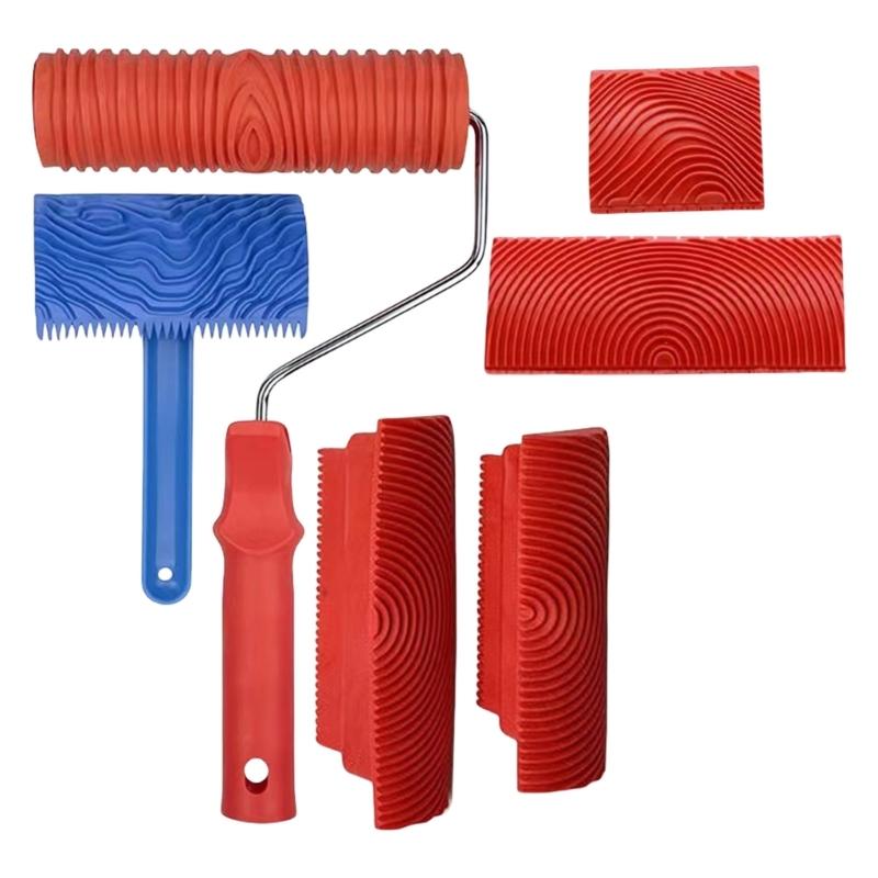 Multipurpose Wood Grains Drywall Compound Roller Covers Pack of 6 Accessory for Professional Wall and Ceiling Painting