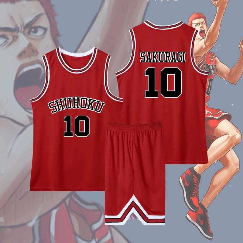 Slam Dunk Classic Jersey Set: Hanamichi Sakuragi #10 & Kaede Rukawa #11 - Customizable Basketball Uniform