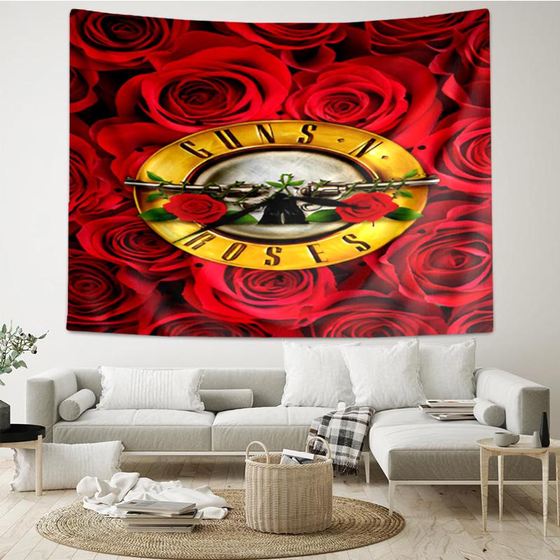 Guns Roses Fire Logo Tapestry, Unique Design Tapestry, Wall Decor for Bedroom,Livingroom, Playroom,Heartwarming Fan Holiday Gifts