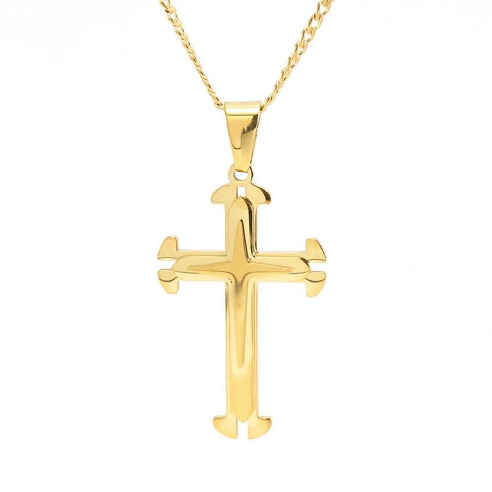 Double Ring Shape Cross Necklaces Gold Cross Clavicle Chains Cross Pendant  Party Gift