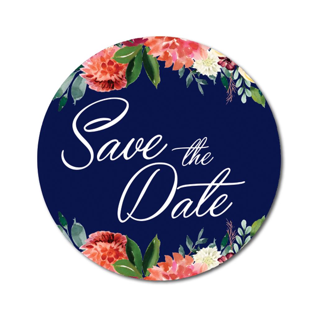 Darling Souvenir White Round 45 Pcs Chrysanthemum Floral Border Save The Date Mini Stickers-1.6 Inches