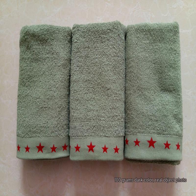 Celobavlněný ručník armádní zelené barvy pro armádu, výcvik, koleje a staveniště