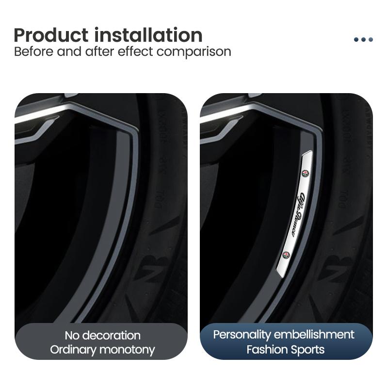 WTOM1 4pcs Aluminum Car Badges Wheels Rims Stickers Auto Decoration For Alfa Romeo Giulia Giulietta 159 156 MITO Stelvio 147 Sportiva