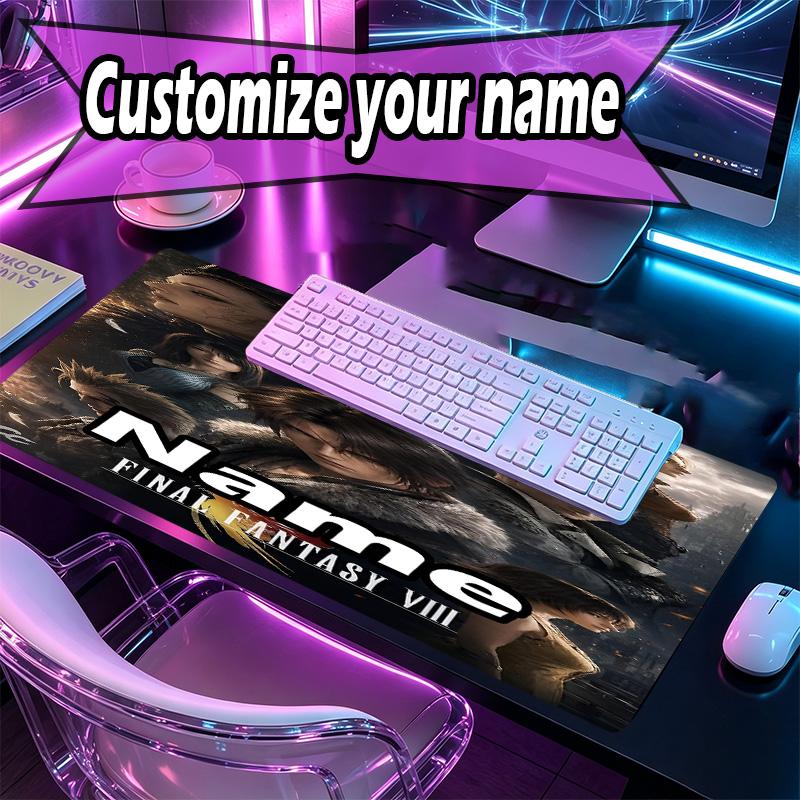 Custom Name Personalized Final Fantasy Pattern Mousepad, Laptop PC Desk Mat, Decorative Desk Mat for Home Keyboard Pad Gift