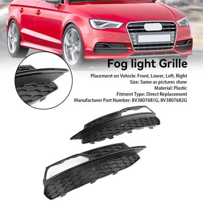 Lower Bumper Fog Light Cover Grill Grille 8V3807681G 8V3807682G Fit for A3 S3 S-Line 2013-2016