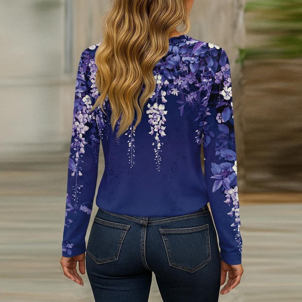 Long Sleeve Shirts For Women Cute Print Graphic Tees Blouses Casual Plus Size Basic Tops Pullover