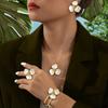 Set of luxury oil dripping flower stud earrings necklace bracelet ring four-piece set of sweet temperament high-end light luxury