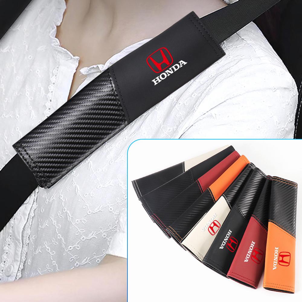 2pcs Car Seat Belt Cover Carbon Fiber Shoulder Protector Pad Cushion For Honda Odyssey Mugen City Civic Accord Type R Fit Jazz TT5