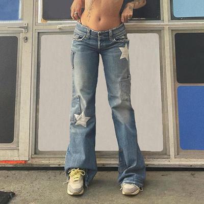2022 Korejský styl Harajuku Džínové džíny s nízkým pasem dámské Vintage Rovné kalhoty široká noha jwans žena Harajuku Streetwear Kalhoty