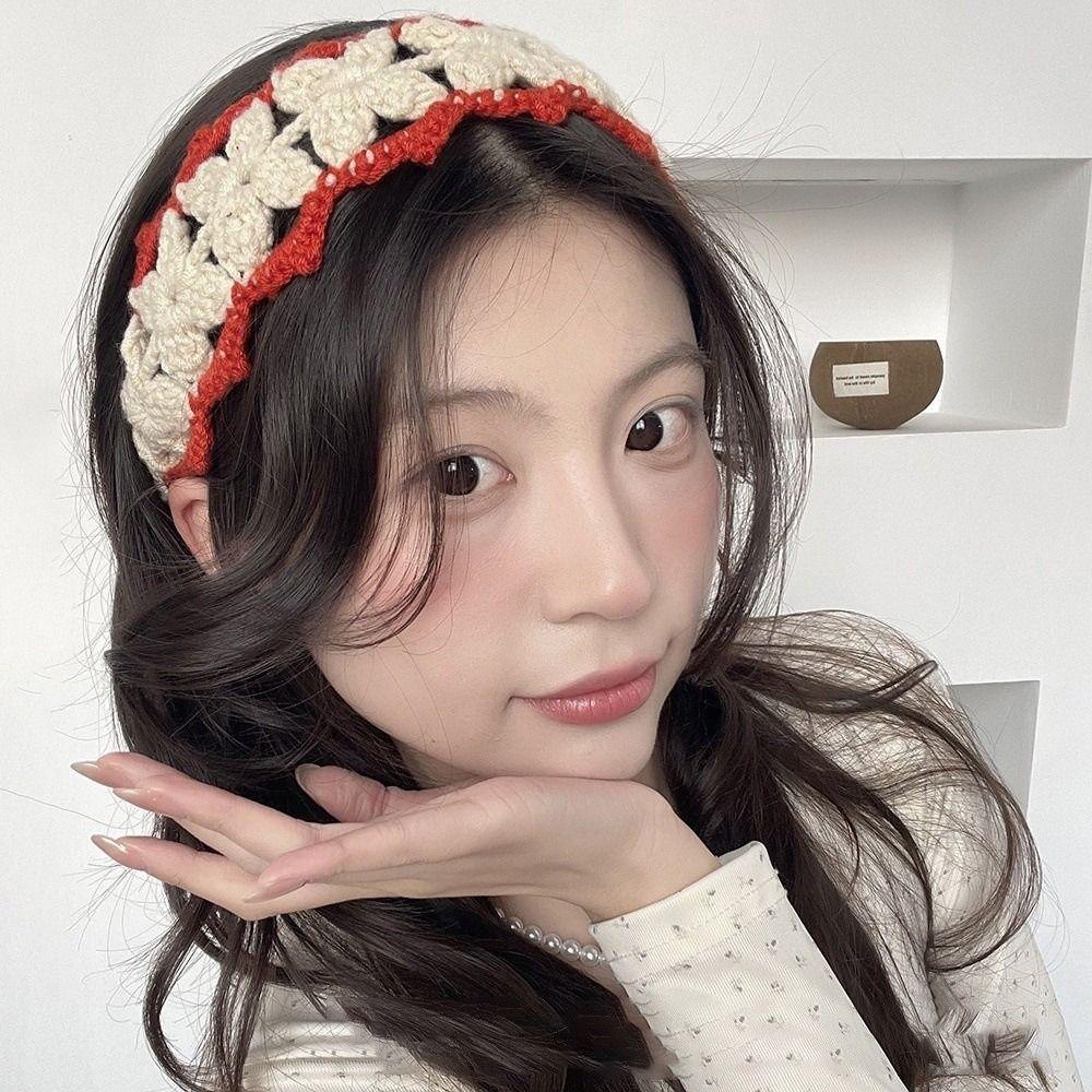 

Hollowed Knitted Headband Candy Colors Head Scarf Sweet Lovely Style Candy Colors Headwear Women бежевий
