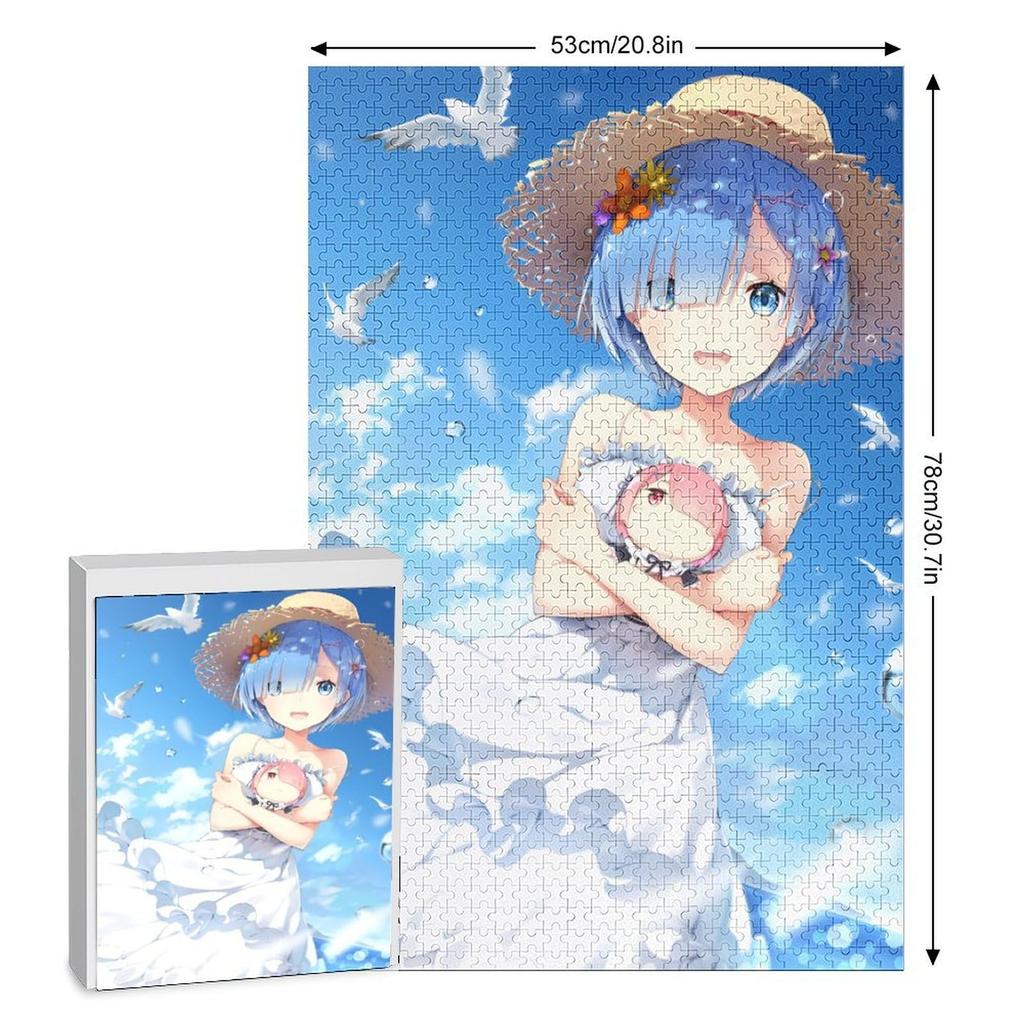 Re Zero - Starting Life in Another World Re:Zero Rem Emilia Puzzle Recreation Anime Goods Cute Adult Unisex Enthusiasts Toy First Choice Wooden M