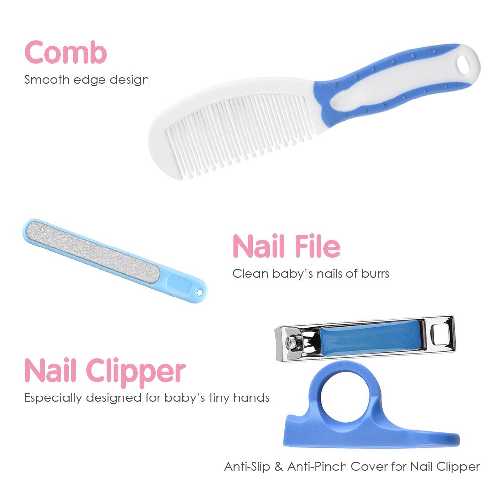 Baby Healthcare and Grooming Kit 6 PCS Hair Brush Comb Nail File Clipper Scissors Newborn Infant Shower Care Nursery Set