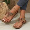 Fashion Mix Color Pearl Sandals for Women Fashion Clip Toe Flat Heel Sandalias Mujer Summer Pu Leather Non-Slip Beach Sandals Female